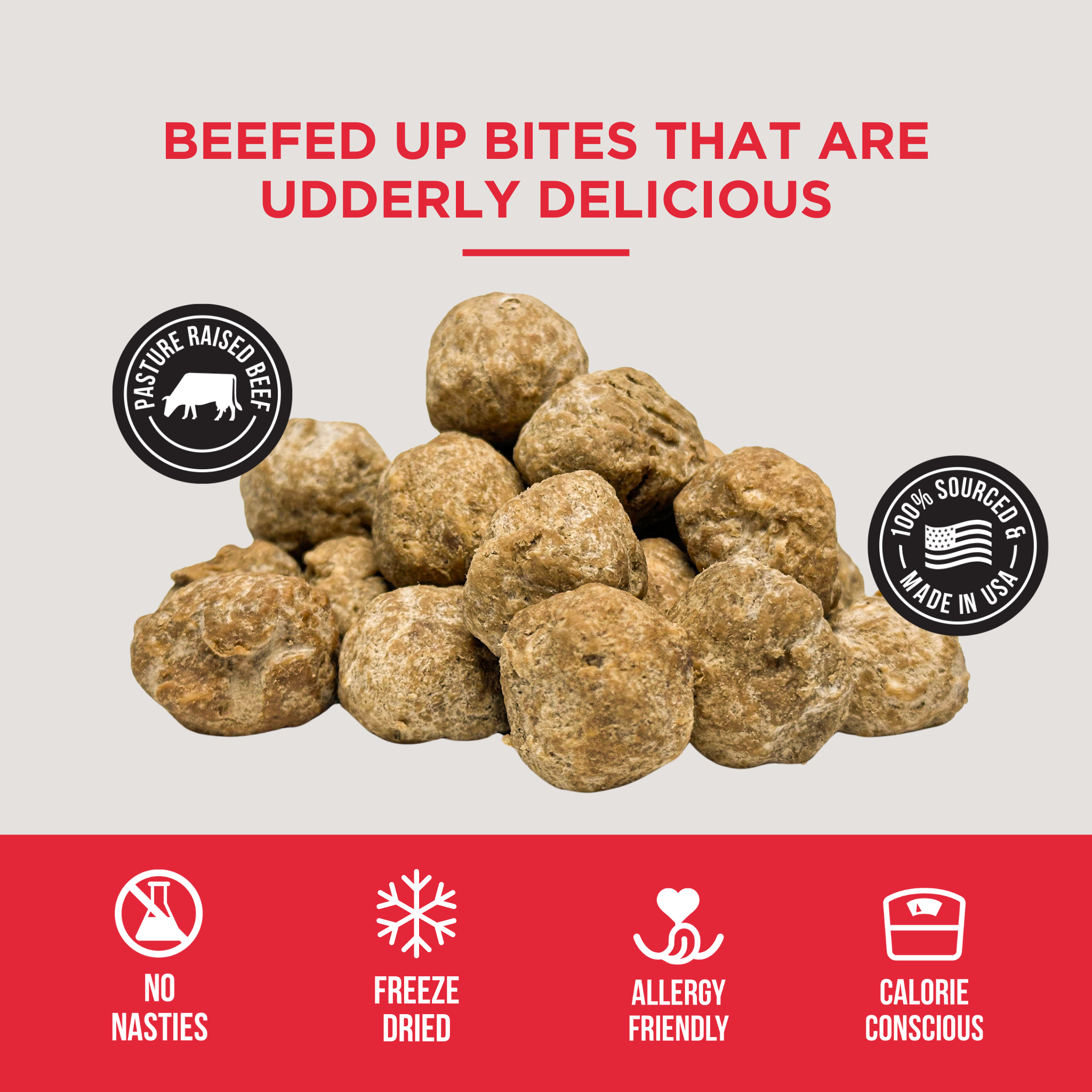 The Only Freeze Dried Beef Meatballs Dogs Need: 4 oz