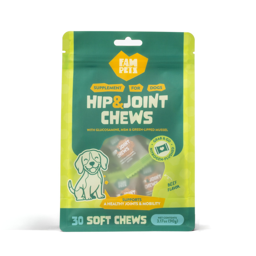 Hip & Joint Soft Chews for Dogs - Glucosamine, MSM, Chondroitin: 30 Chews