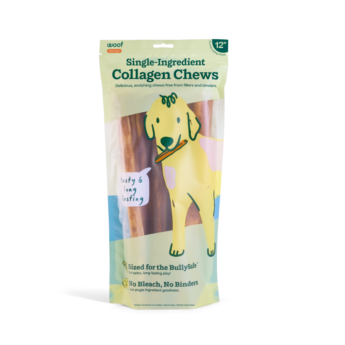BullySafe Chews - Pure Collagen: Beef / 12-inch 10 pack