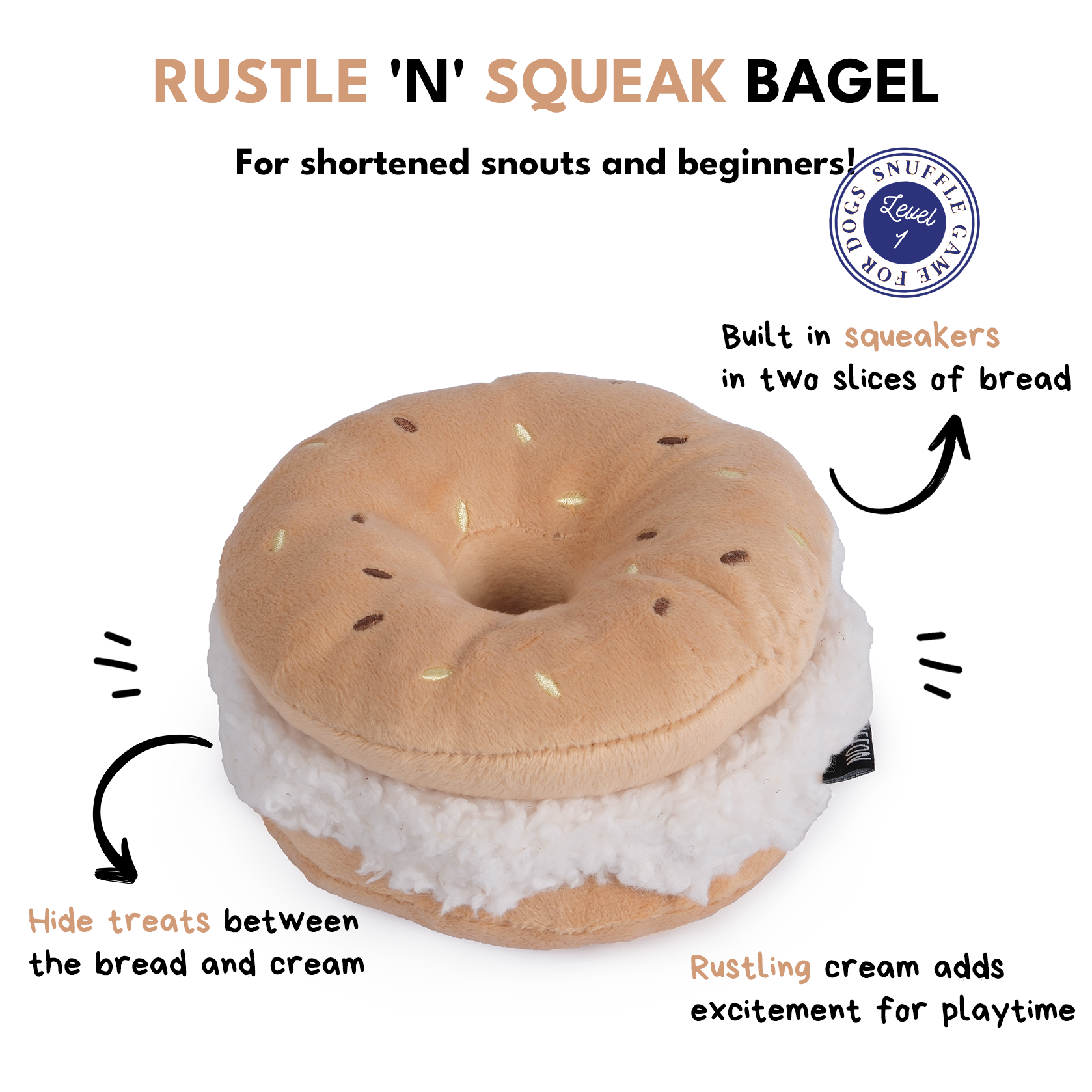Bagel Plush Squeaky Dog Toy