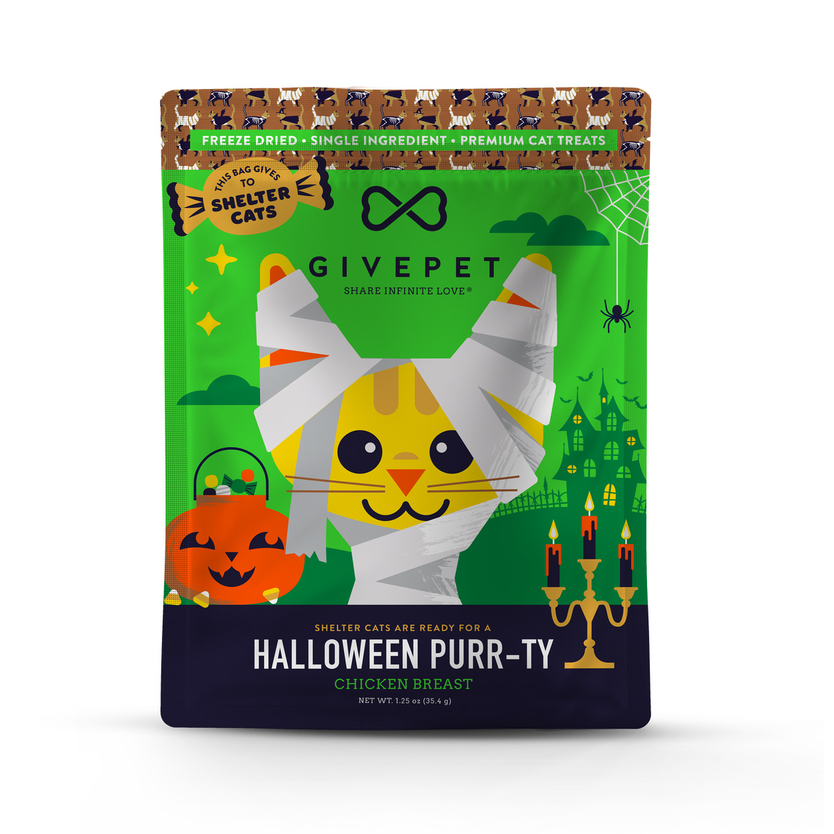 GivePet Halloween Purr-ty Freeze Dried Cat Treats 1.25oz Bag