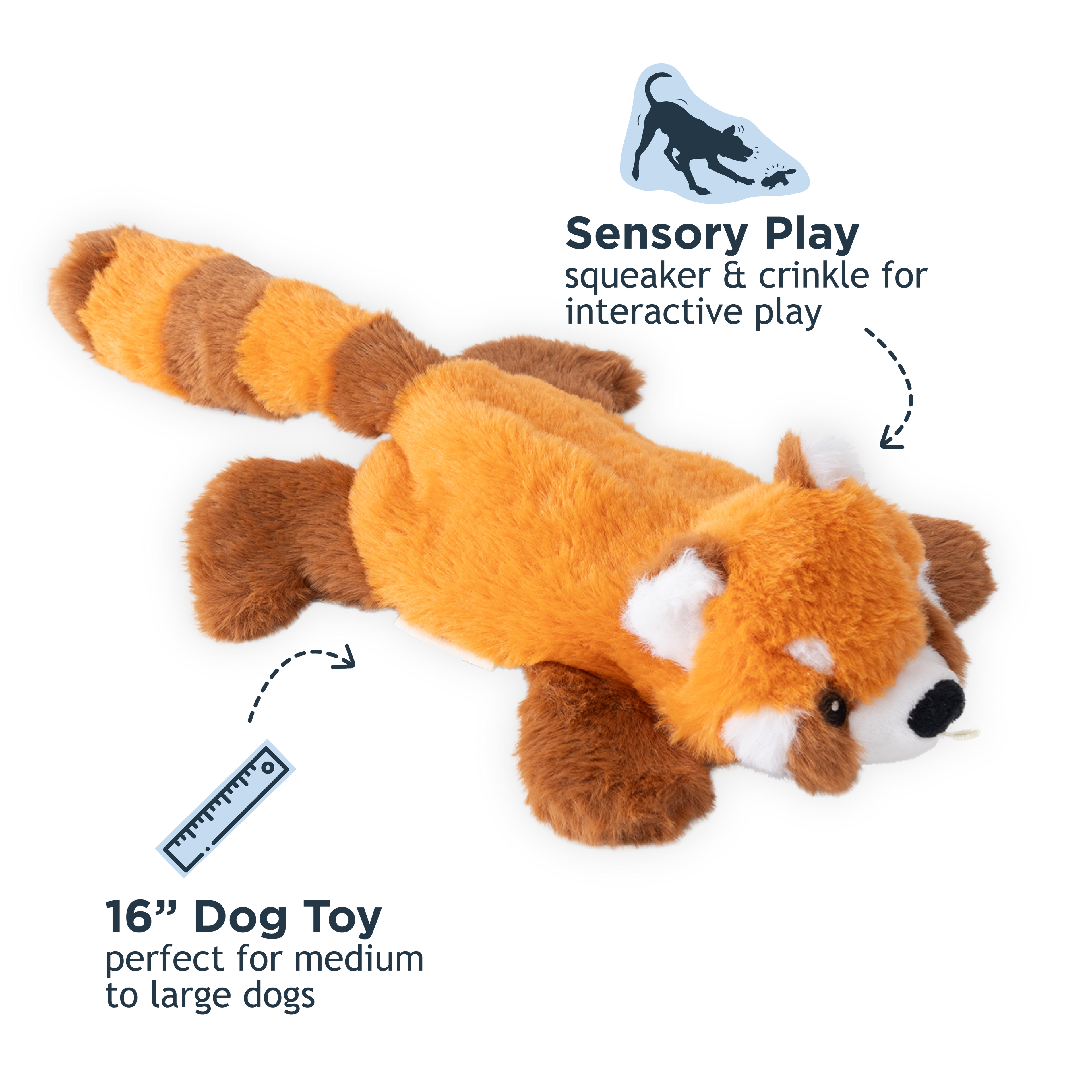 Stuffless Red Panda Squeaker Dog Toy