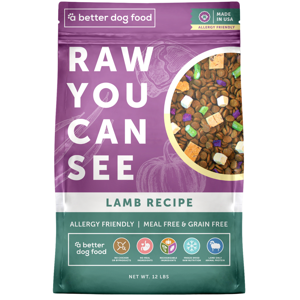 A Better Dog Food - Allergy Friendly Lamb | No Chicken, Only Lamb Animal Protein, No Meal Ingredients, Grain Free | Raw You Can See: 3 lbs