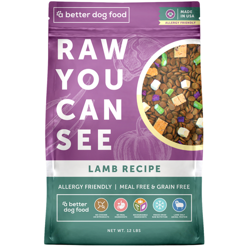 A Better Dog Food - Allergy Friendly Lamb | No Chicken, Only Lamb Animal Protein, No Meal Ingredients, Grain Free | Raw You Can See: 3 lbs