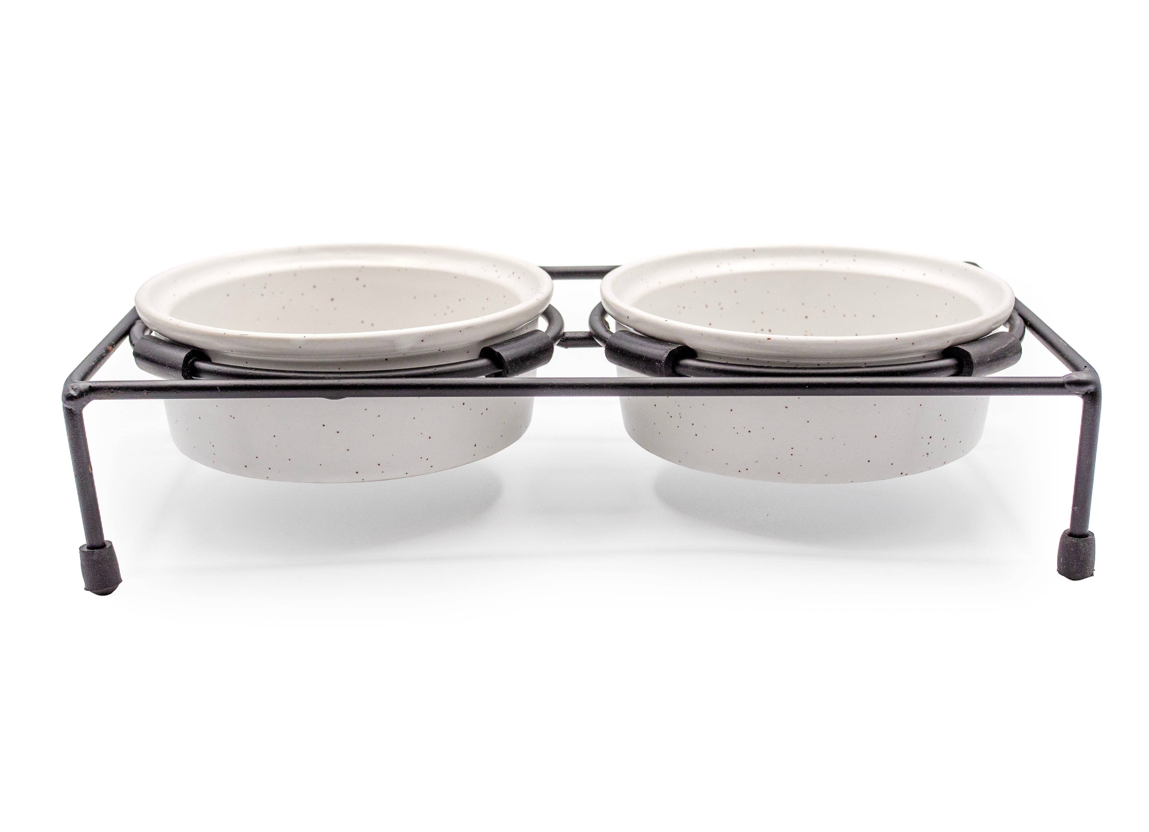 ThoozyPet Stoneware Pet Double Diner White 10 oz