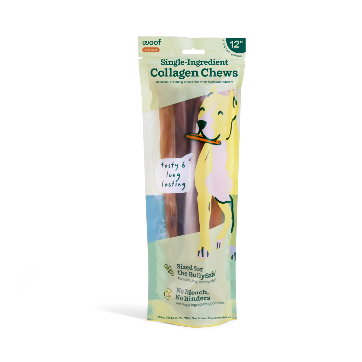 BullySafe Chews - Pure Collagen: Beef / 6-inch 5 pack