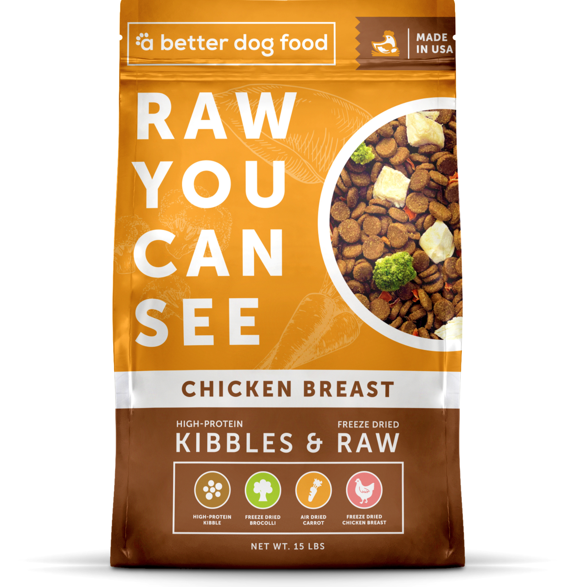 A Better Dog Food Chicken - High Protein - Raw You Can See: 3 lbs