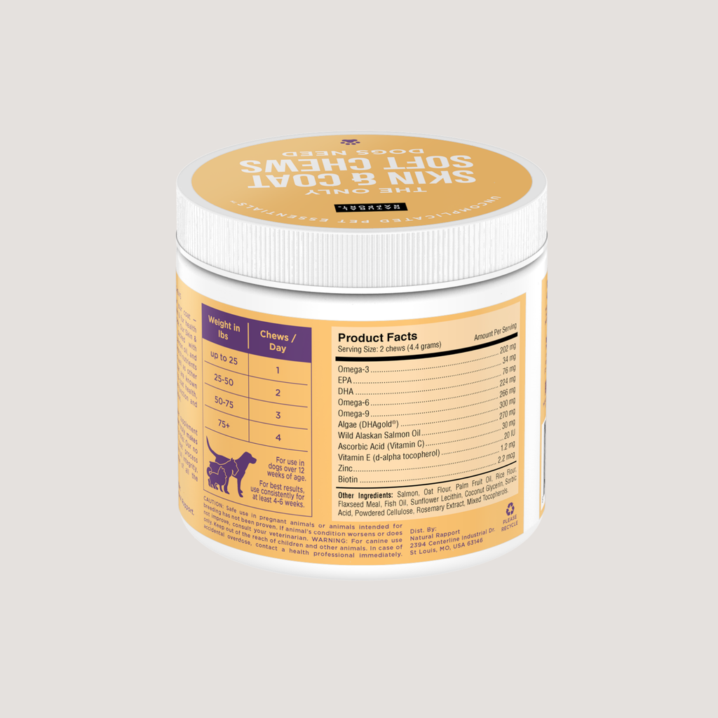 The Only Skin & Coat Soft Chews Dogs Need: 12 count pouch