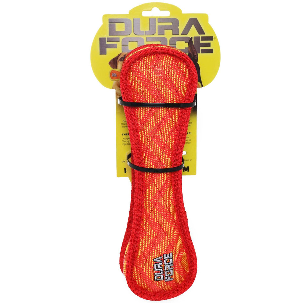 DuraForce Bone ZigZag - Red, Durable, Squeaky Dog Toy