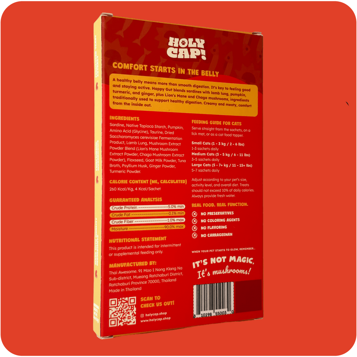 HOLY CAP Squeezees (CAT) Happy Gut Lickable Treats, 5pc