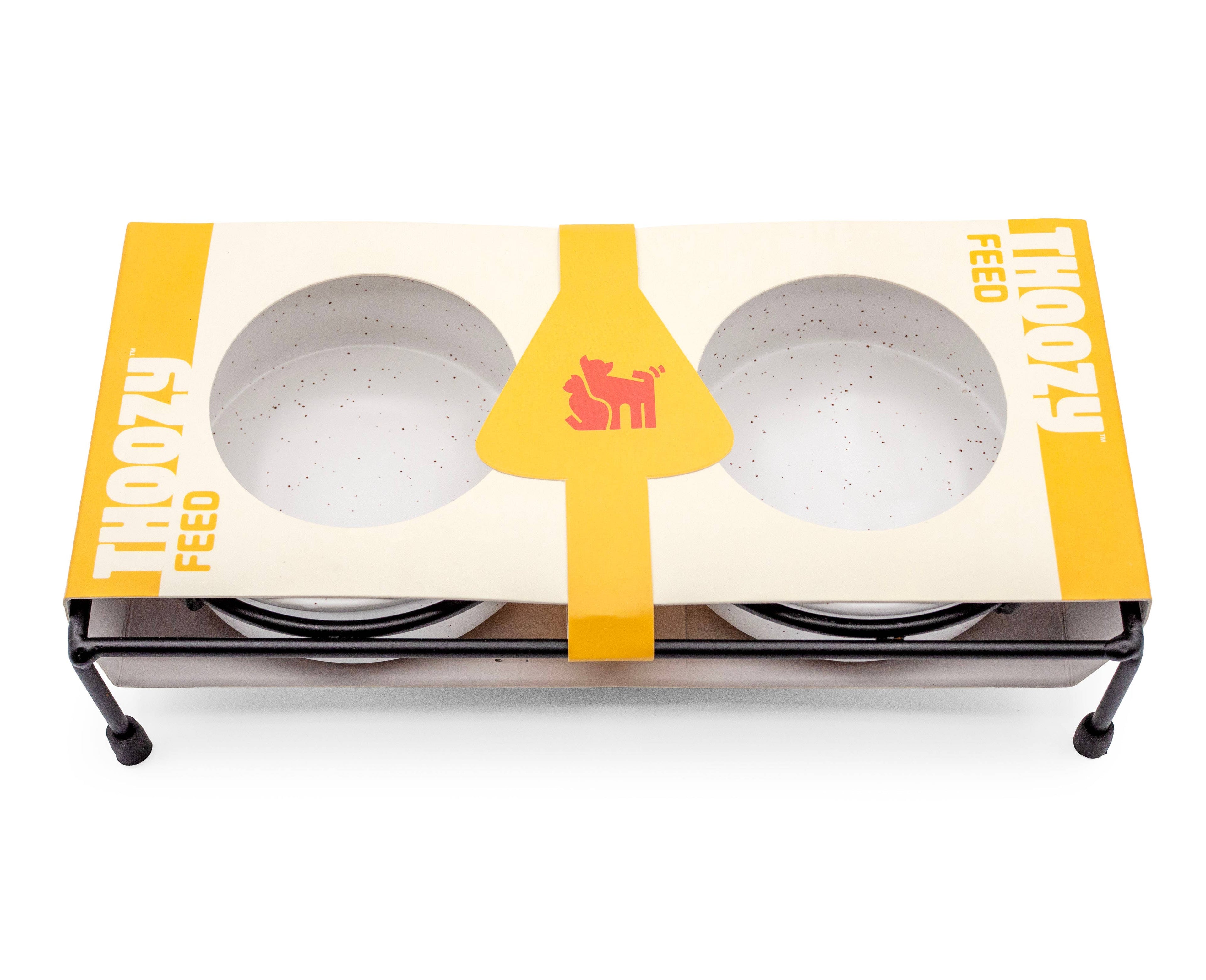 ThoozyPet Stoneware Pet Double Diner White 24 oz