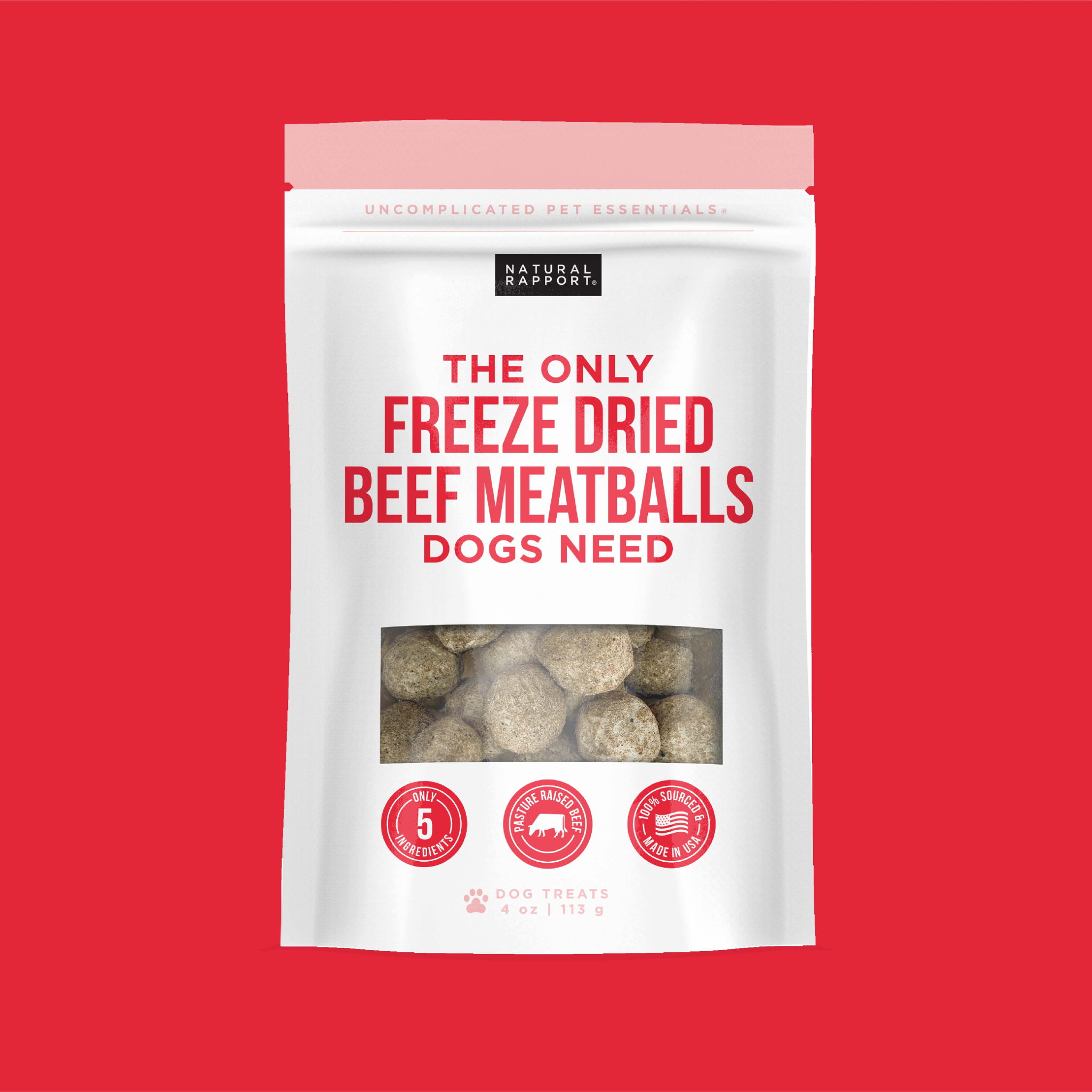 The Only Freeze Dried Beef Meatballs Dogs Need: 4 oz