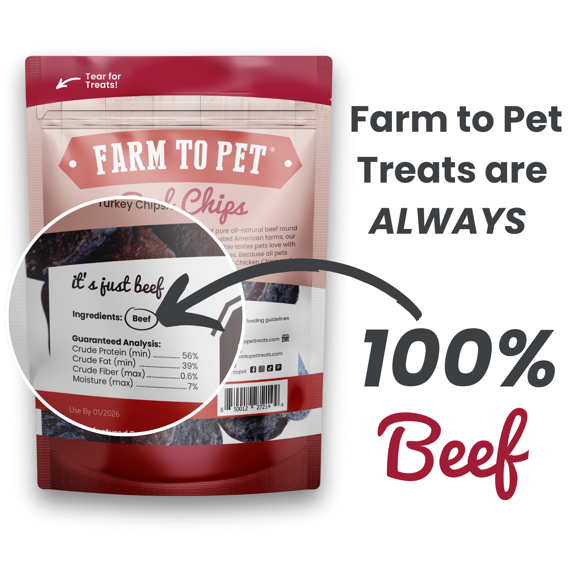 Beef Chips Dog Treats: 12oz