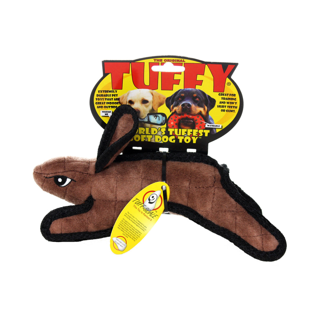 Tuffy Jr Barnyard Rabbit - Brown, Durable, Squeaky Dog Toy