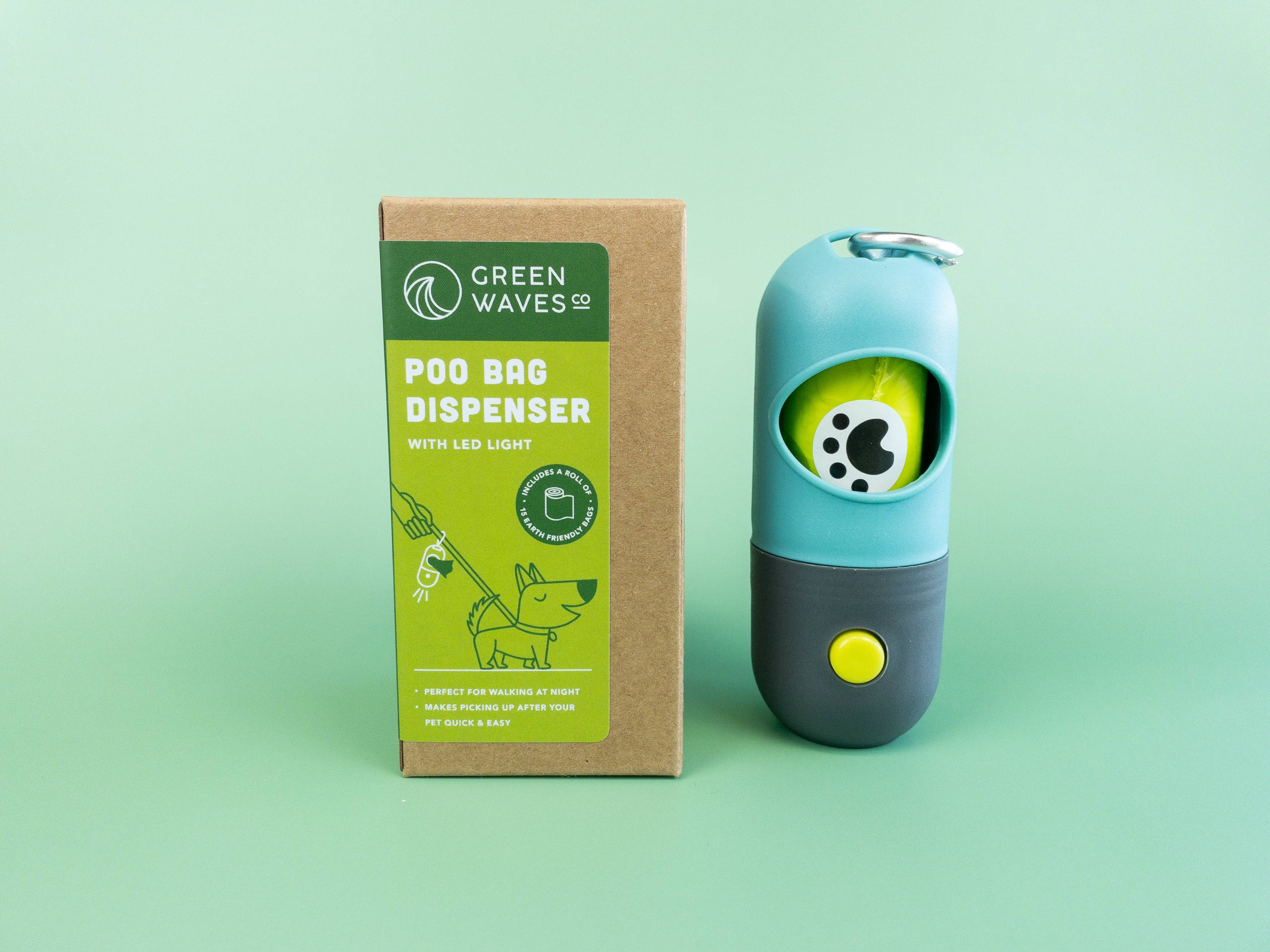 Poop Bag Dispenser with LED Flashlight