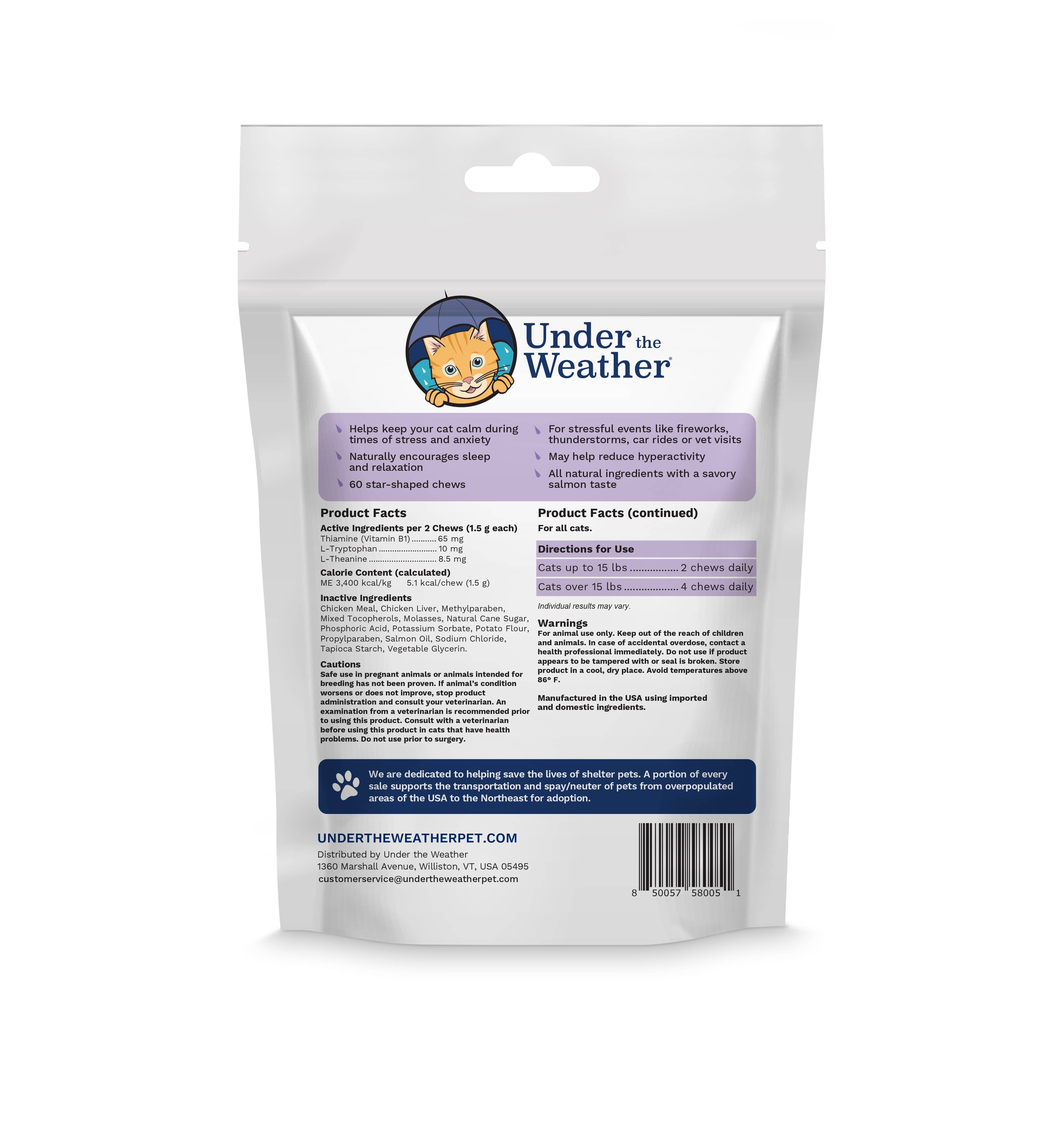 Under the Weather Cat Calming Chews 60 ct.