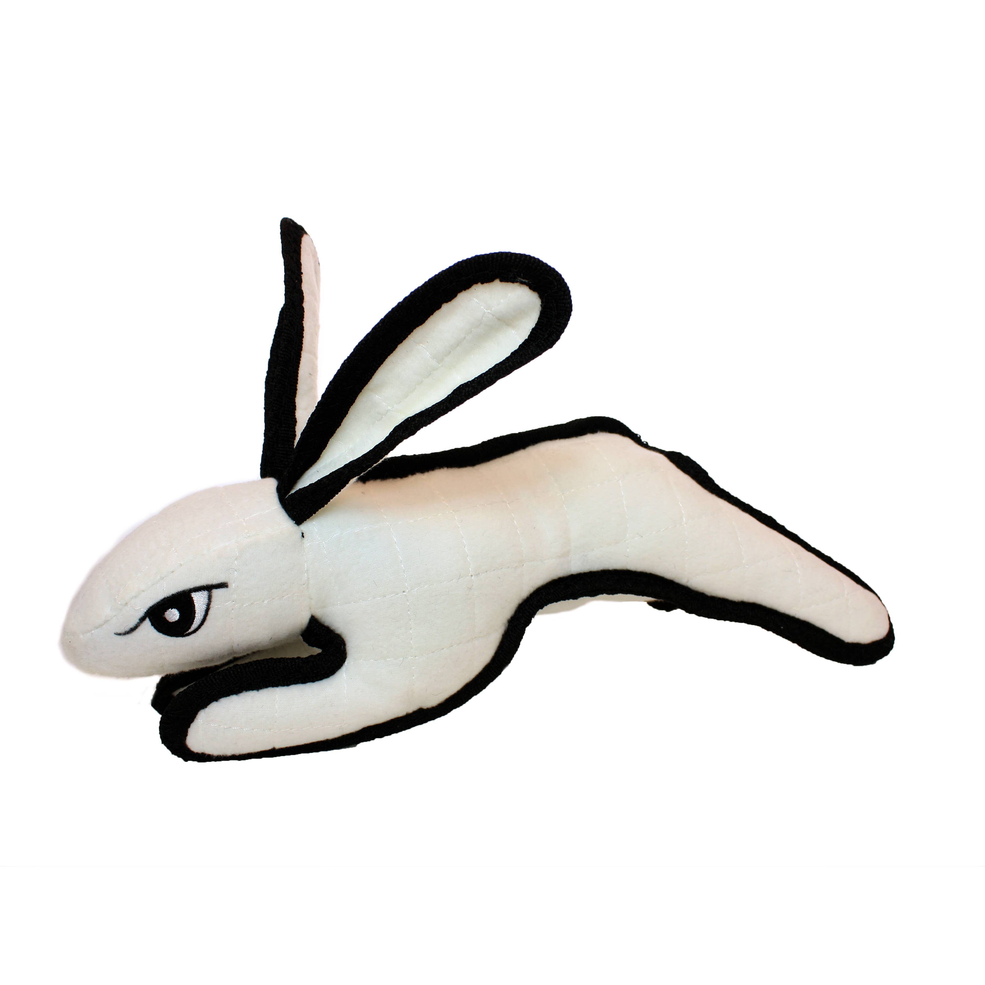 Tuffy Barnyard Rabbit - White, Durable, Squeaky Dog Toy