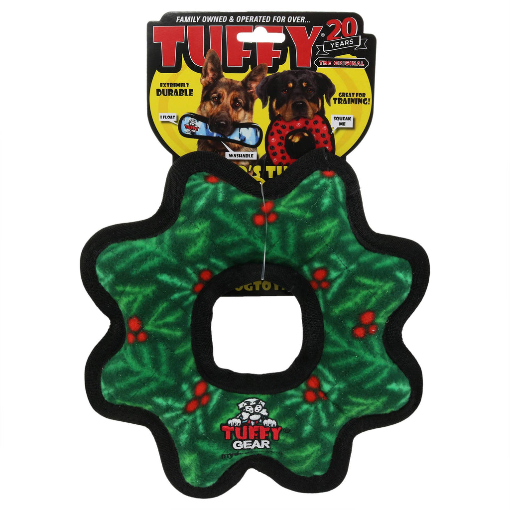 Tuffy Holiday Medium Gear Ring Wreath, Durable Dog Toy
