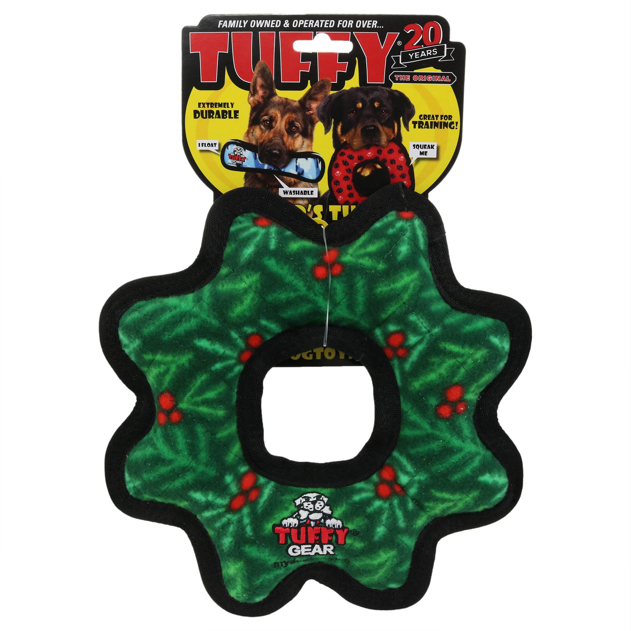 Tuffy Holiday Medium Gear Ring Wreath, Durable Dog Toy