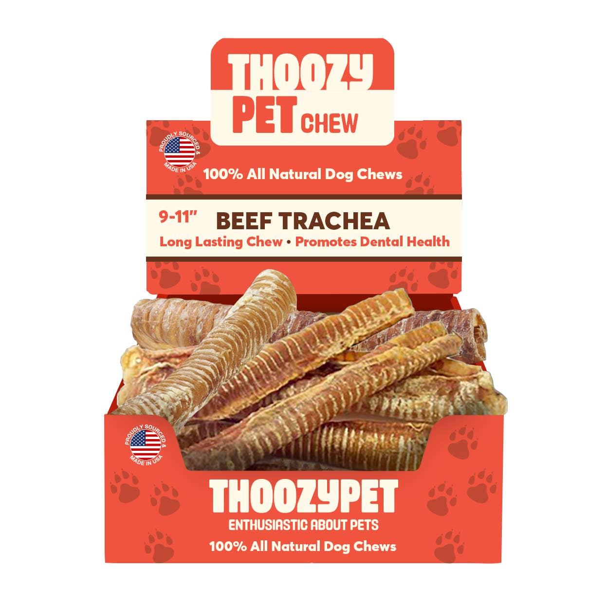 ThoozyPet USA-Sourced Beef Trachea Dog Chews 9-11"