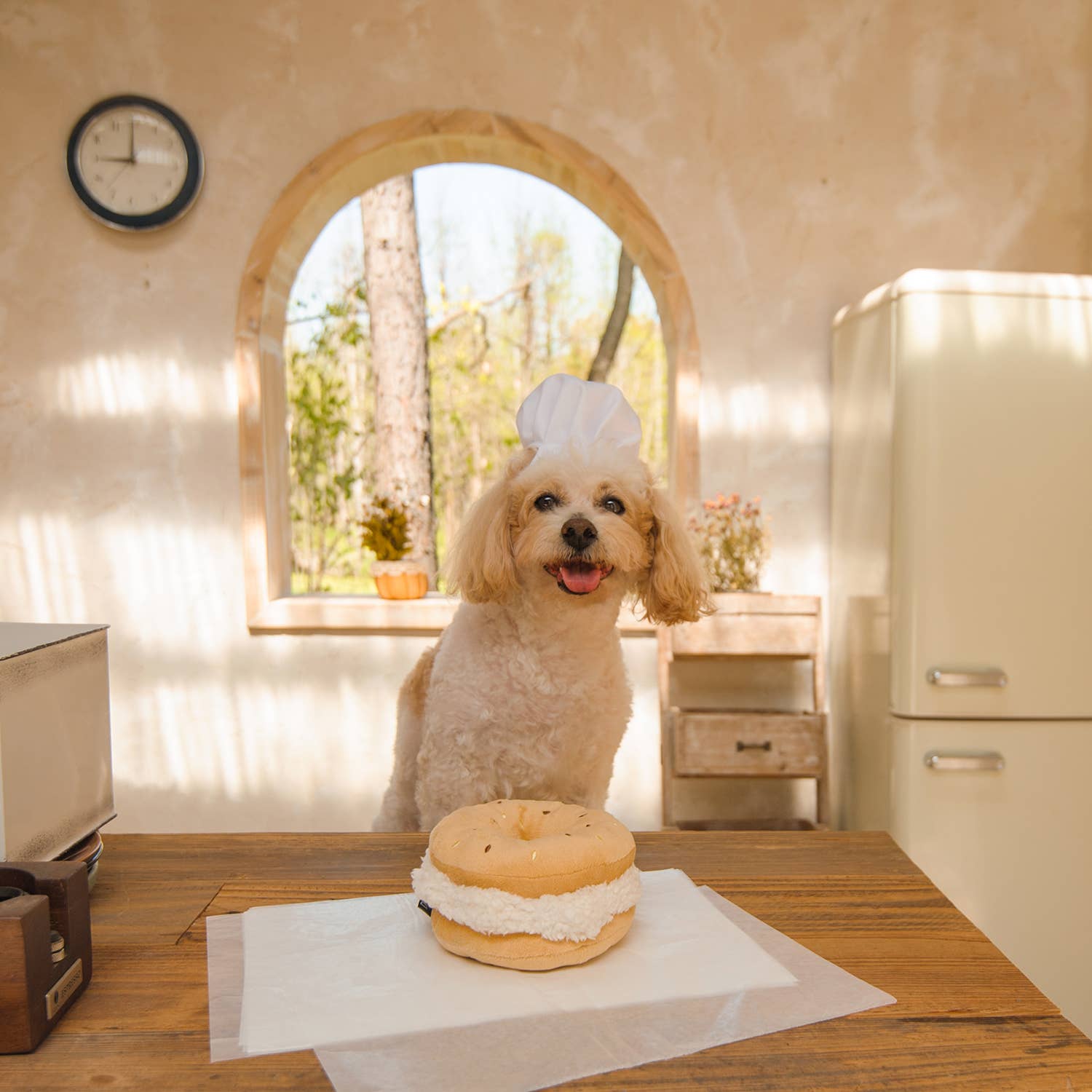 Bagel Plush Squeaky Dog Toy
