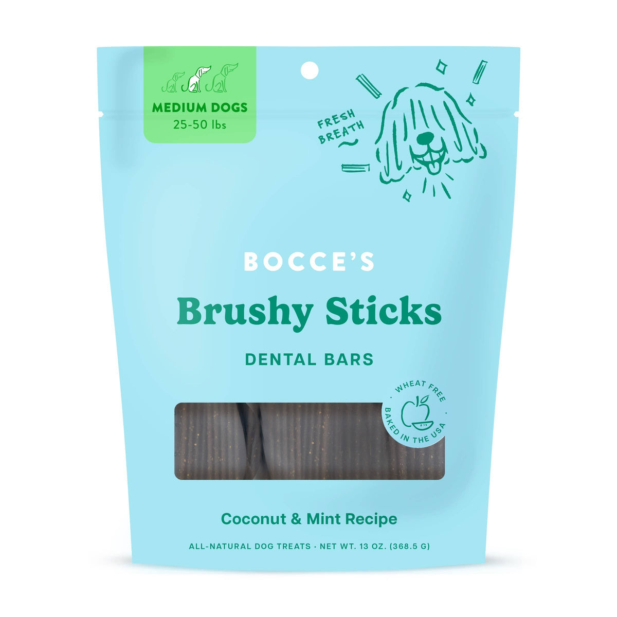 Bocce's Bakery Dailies Brushy Sticks Dog Dental Treats: Medium