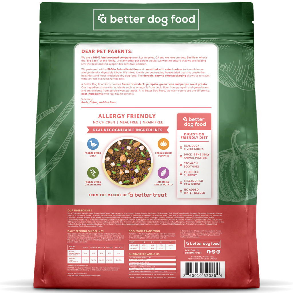 A Better Dog Food - Allergy Friendly Duck | No Chicken, Only Dog, No Meal: 3 lbs