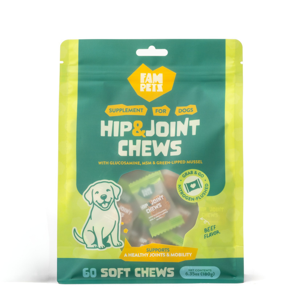 Hip & Joint Soft Chews for Dogs - Glucosamine, MSM, Chondroitin: 30 Chews