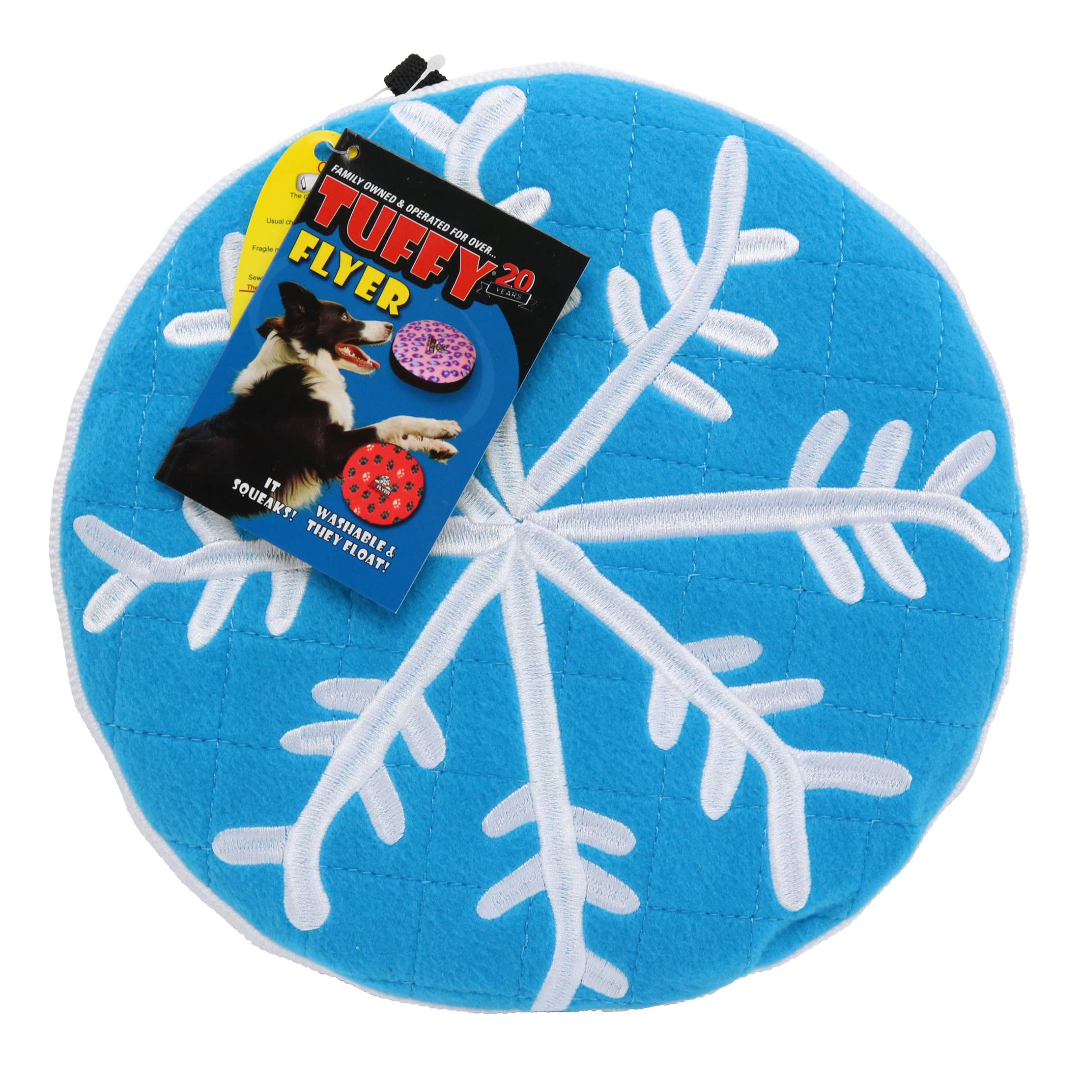 Tuffy Holiday Flyer - Winter Blue, Durable, Plush Dog Toy