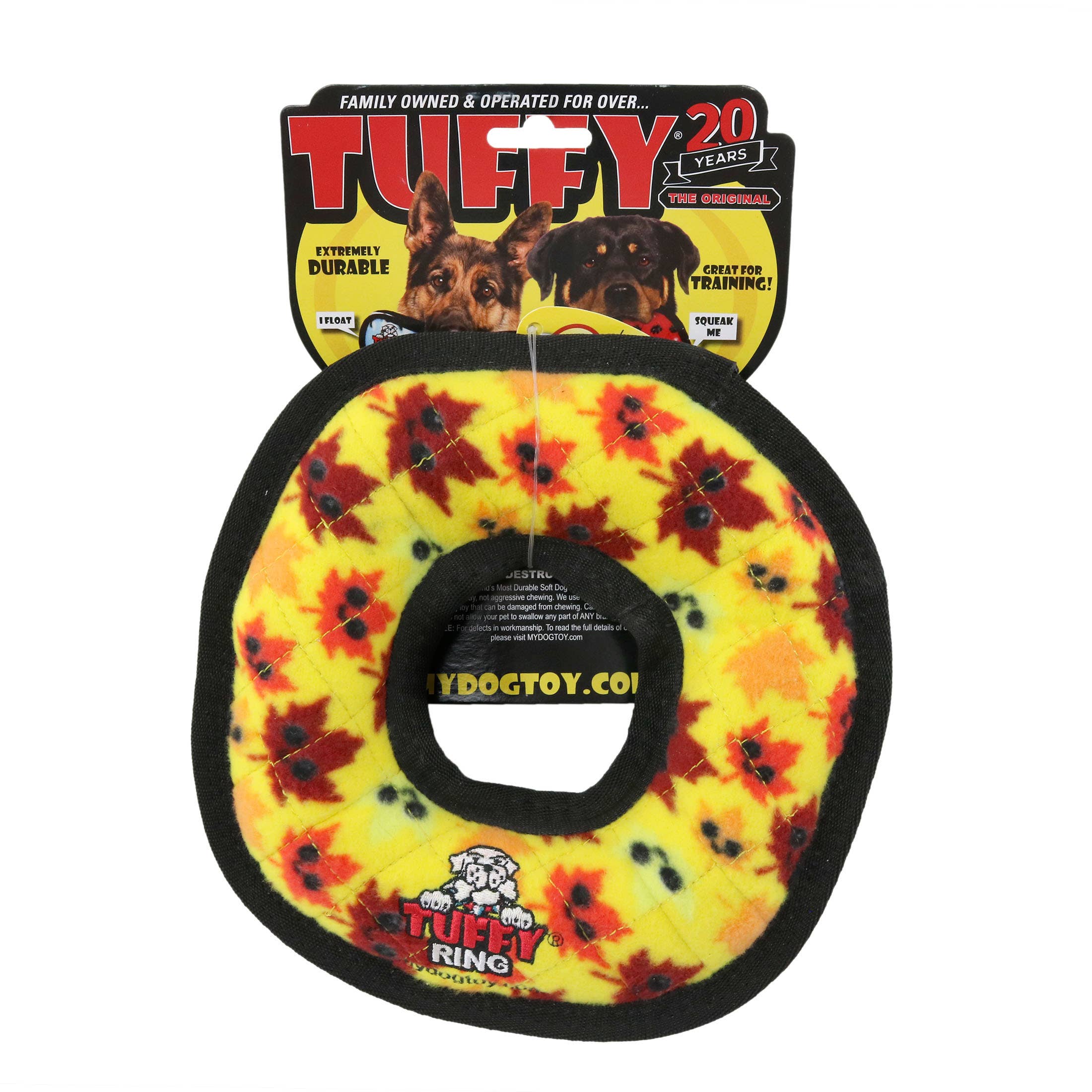 Tuffy Holiday Medium Ring Leaves, Durable Squeaky Dog Toy