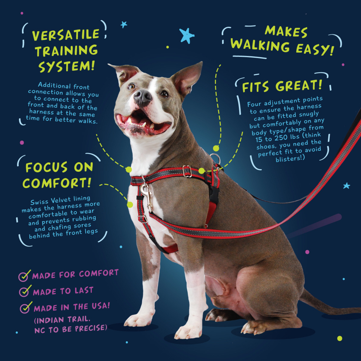 Jellybean Sugar Freedom No-Pull Dog Harness Only: 5/8" Small