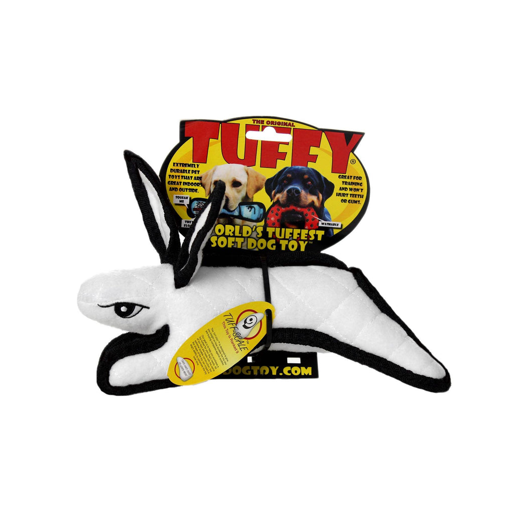 Tuffy Jr Barnyard Rabbit - White, Durable, Squeaky Dog Toy