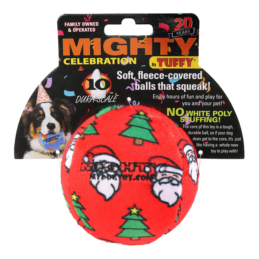 Mighty Ball-Medium Christmas Squeaky Dog Toy, No Stuffing
