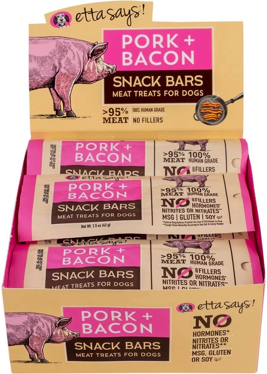 Etta Says! Meat Snack Bar Pork + Bacon Dog Chew 1.5oz