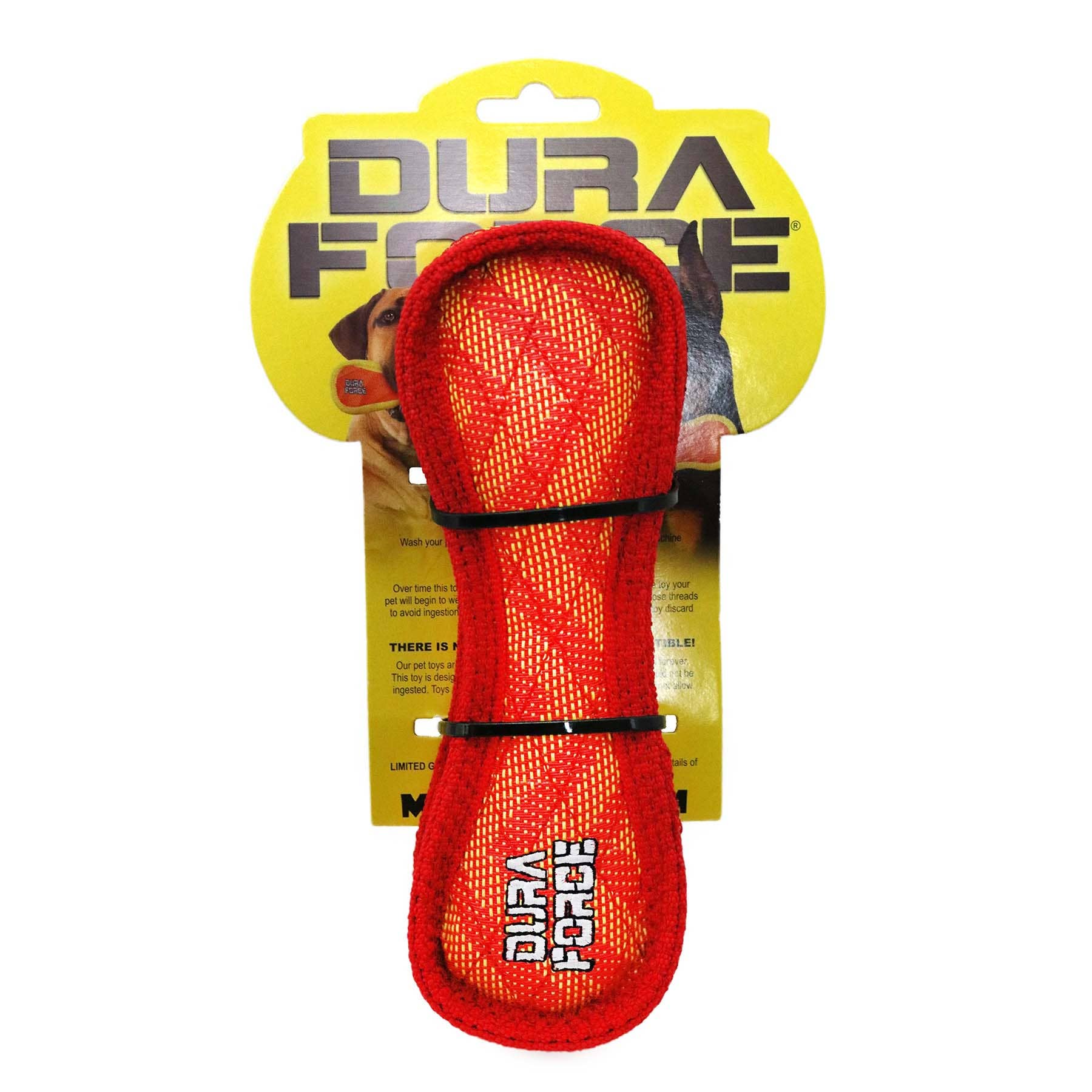 DuraForce Jr Bone Zig Zag - Red, Durable, Squeaky Dog Toy