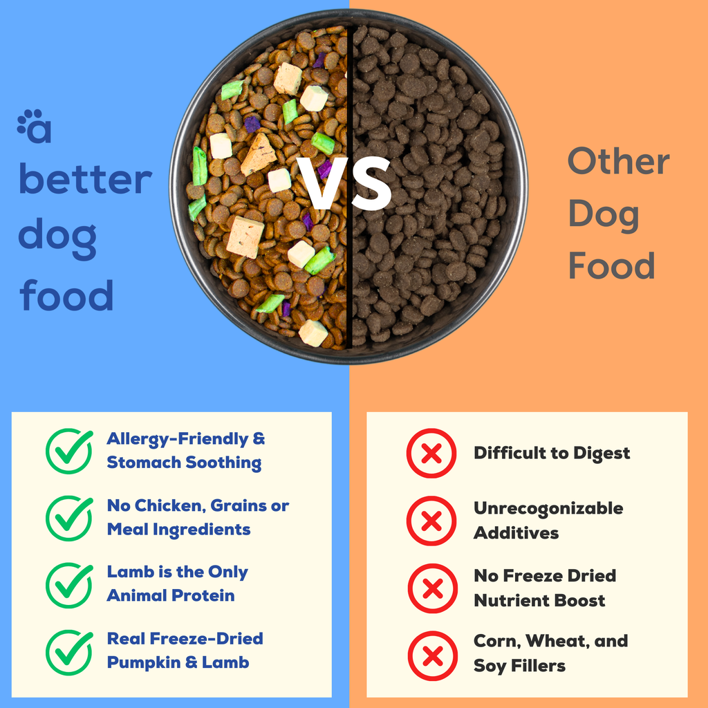 A Better Dog Food - Allergy Friendly Lamb | No Chicken, Only Lamb Animal Protein, No Meal Ingredients, Grain Free | Raw You Can See: 3 lbs