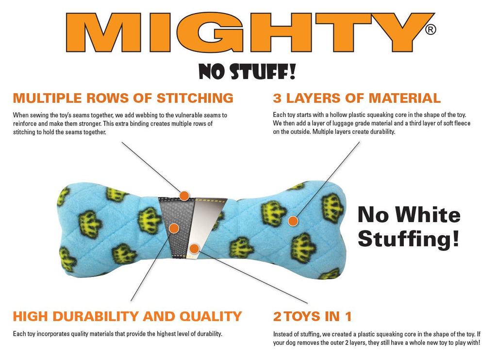 Mighty Bone- Medium Unicorn Squeaky Dog Toy, No Stuffing