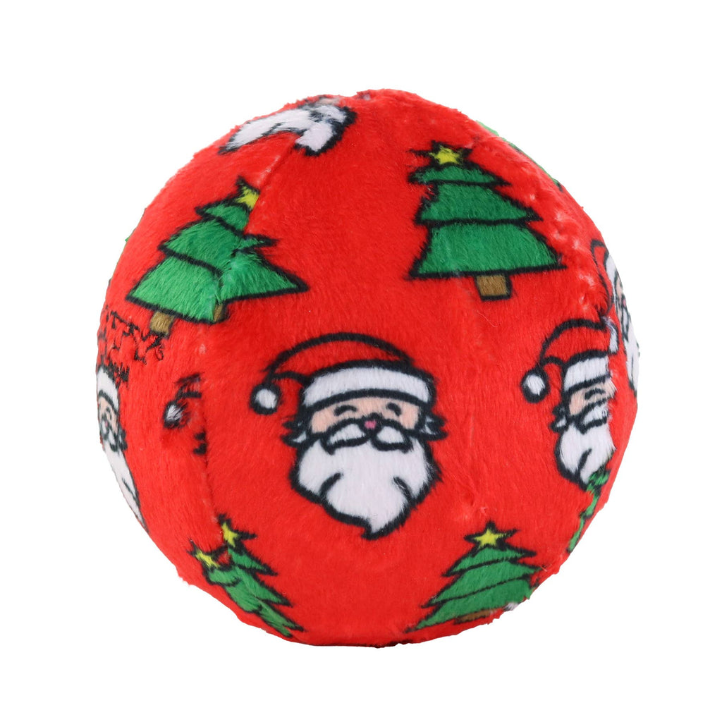 Mighty Ball-Medium Christmas Squeaky Dog Toy, No Stuffing