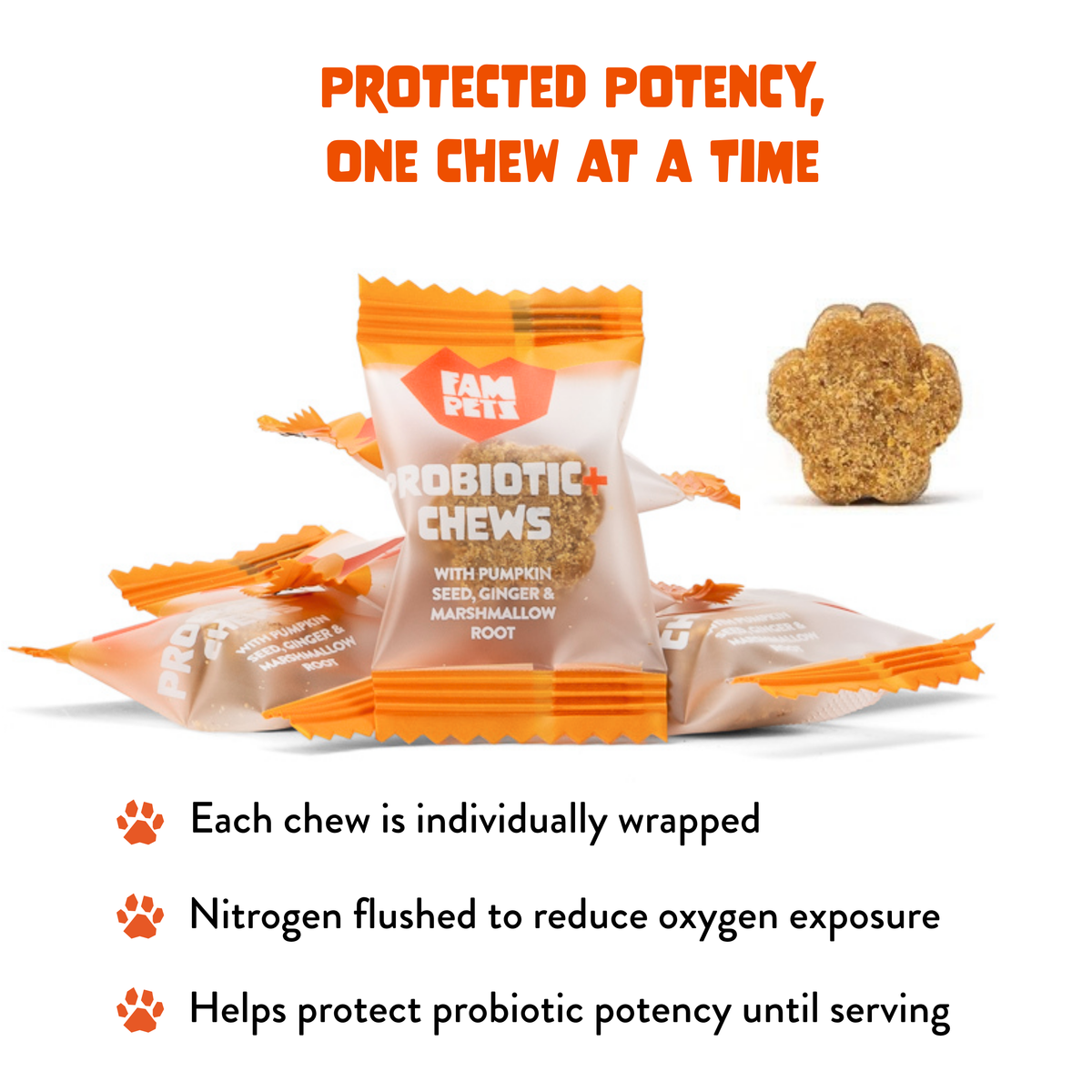 Probiotic+ Soft Chews for Dogs - Digestive Support, Gut Health: 30 Chews