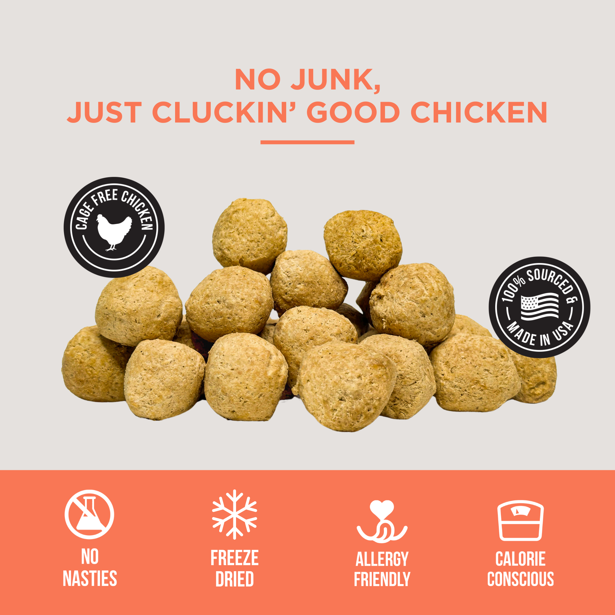 The Only Freeze Dried Chicken Meatballs Dogs Need: Sample Bag - Approx. 1 oz