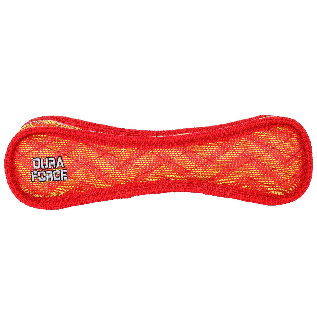 DuraForce Bone ZigZag - Red, Durable, Squeaky Dog Toy