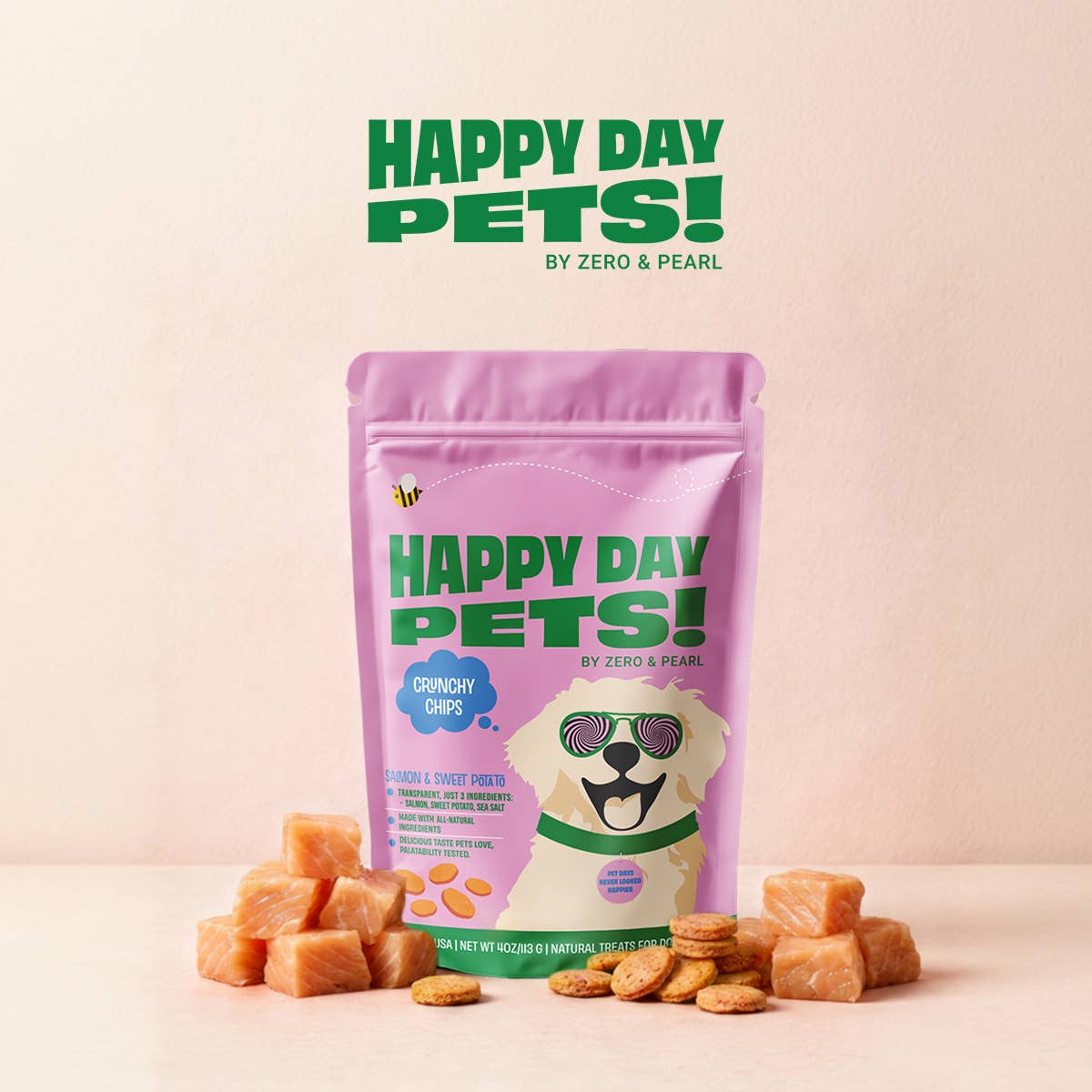 Happy Day Pets Salmon & Sweet Potato Chips Dog Treats