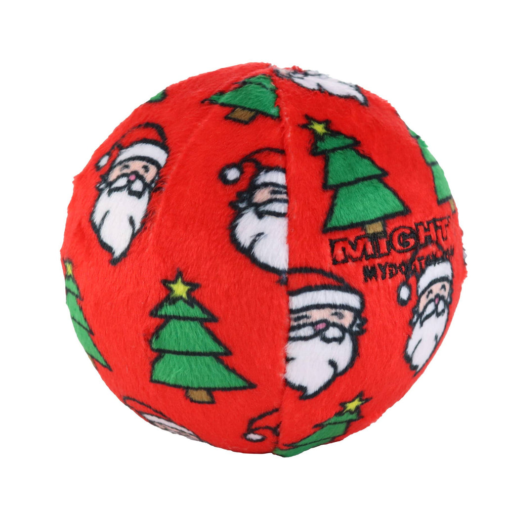 Mighty Ball-Medium Christmas Squeaky Dog Toy, No Stuffing