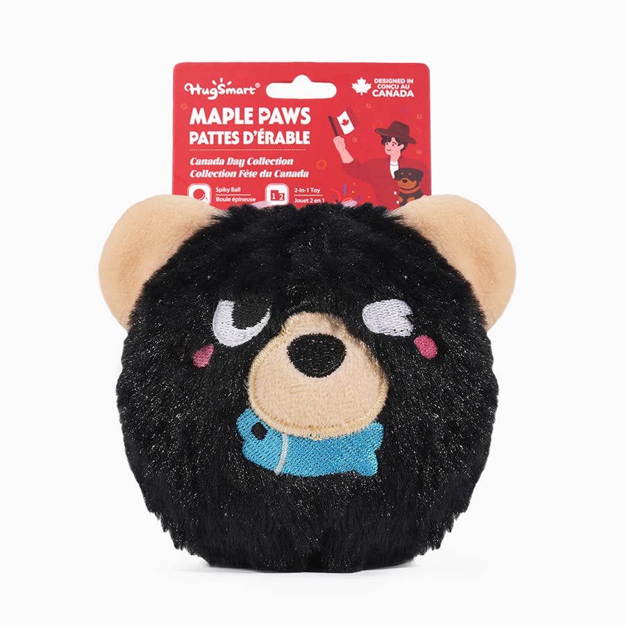 HugSmart Pet -  Maple Paws | Black bear ball - Dog Ball Toy