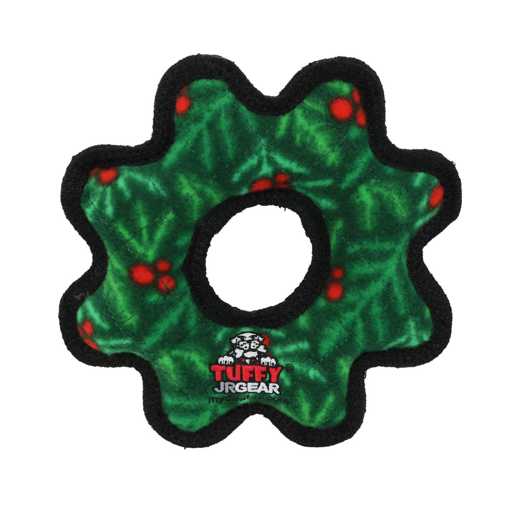 Tuffy Holiday Junior Gear Ring Wreath, Durable Dog Toy