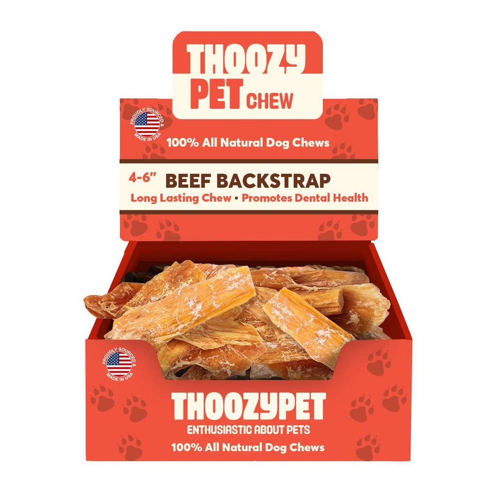 ThoozyPet USA-Sourced Beef Backstrap Dog Chews 4-6"