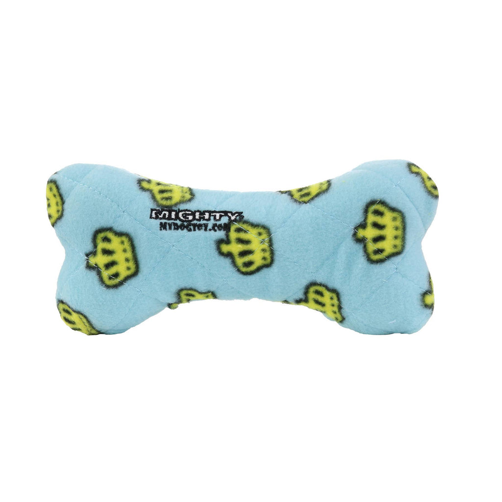 Mighty Bone- Medium Blue Squeaky Dog Toy, No Stuffing