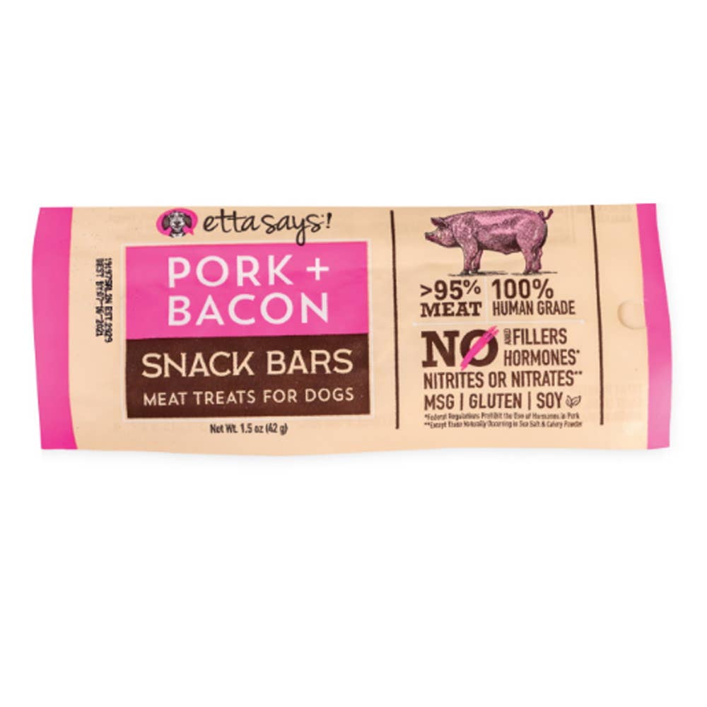 Etta Says! Meat Snack Bar Pork + Bacon Dog Chew 1.5oz