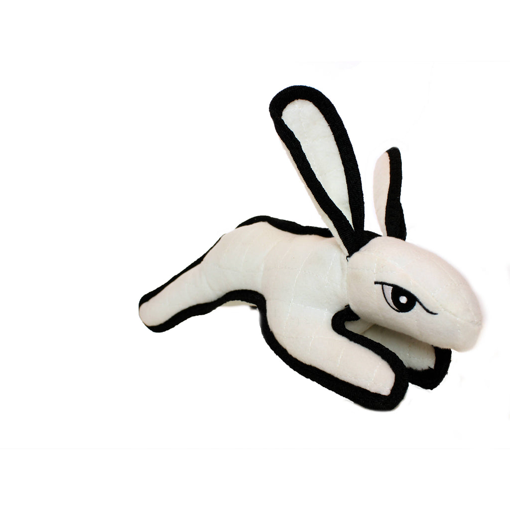 Tuffy Barnyard Rabbit - White, Durable, Squeaky Dog Toy