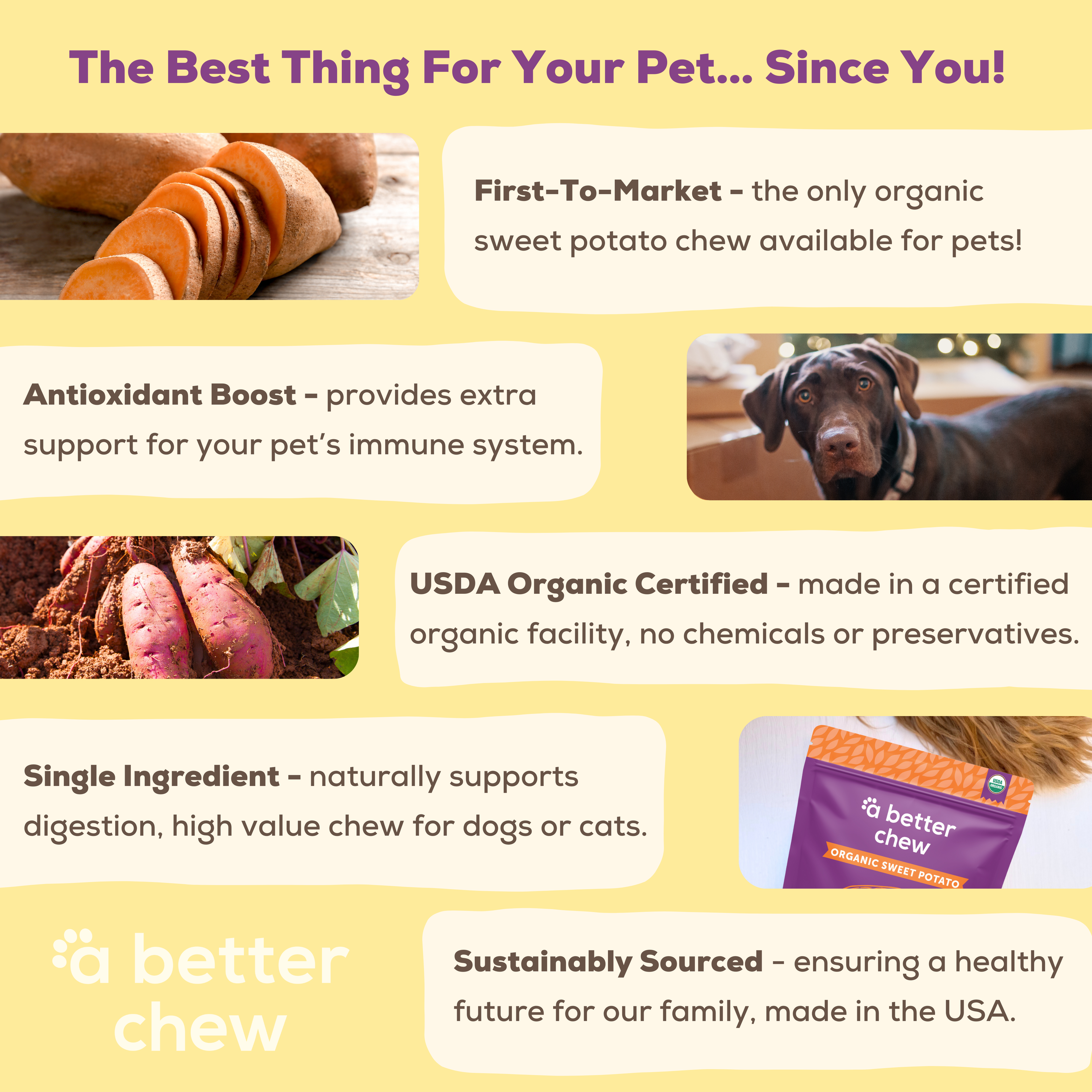 Organic Sweet Potato Chews- Natural Alternative to Rawhides: Standard 1 Pack